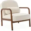 Image de Fauteuil bouclette crème finition noyer clair