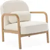 Image de Fauteuil bois d'hévéa dossier arrondi en bouclette crème