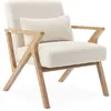 Image de Fauteuil en bois d'hévéa et bouclette crème