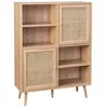 Image de Buffet de rangement cannage et décor bois 2 portes