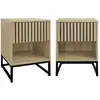 Image de Lot de 2 tables de chevet effet bois rainuré 1 tiroir
