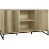 Image de Buffet contemporain effet bois rainuré 2 portes l140