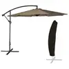 Image de Parasol déporté rond 3m en acier et toile taupe avec housse