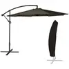 Image de Parasol déporté rond 3m en acier et toile grise avec housse