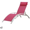 Image de Lot de 2 transat en textilène fuchsia et structure blanche