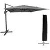 Image de Parasol déporté carré 3x3m aluminium toile grise avec housse