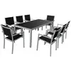 Image de Salon de jardin 8 places en aluminium gris et noir