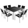 Image de Salon de jardin 8 places en aluminium gris et noir