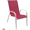 Image de Lot de 4 chaises en textilène rose et aluminium blanc