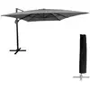 Image de Parasol déporté rectangulaire 3x4m toile grise avec housse