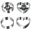 Image de anneau en inox et les emporte-pièces en forme de coeur double-set de 4-argent
