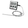 Image de thermomètre digital de cuisine avec sonde et minuteur, acier inoxydable, gris, 20 x 20 x 6 cm