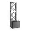 Image de - Bac a fleur deluxe - carre avec treillis stone gris - 43x43xh142cm