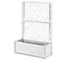 Image de Bac a fleurs rectangulaire avec treillis - Finition en bois - 100 x 43 x H 142 cm - 80 L - Blanc