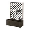 Image de Bac a fleurs rectangulaire avec treillis - Finition en bois - 100 x 43 x H 142 cm - 80 L - Moka