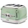 Image de Ariete Vintage 4 Slices Toaster 156, Grille-Pain avec 6 Niveaux de Grillage, Éjection Automatique, Fonction Décongélation, Tiroir Ramasse-Miettes Amovible, Corps en Acier Inoxydable, 1600W, Vert en occasion ou reconditionné
