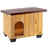Image de Niche pour chiens pour l'extérieur BAITA 60, en bois FSC, pieds isolants en plastique, porte anti-morsures en aluminium, toit ouvrant