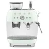 Image de Smeg, Machine à Café Expresso Manuelle EGF03PGEU, avec Broyeur à Grain Intégré, Thermoblock, 4 Niveaux de Température, Buse Vapeur et Manomètre, Réservoir 1 L, Dimensions Compactes, 1350W, Vert d'eau en occasion ou reconditionné
