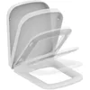 Image de Ideal Standard Mia Abattant WC, forme angulaire, Siège de toilettes avec frein de chute et longue durée de vie, en duroplast robuste   Blanc (360x450x55 mm) en occasion ou reconditionné