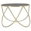 Image de Table basse moderne ronde 60 cm en métal doré et verre noir Ring
