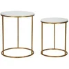 Image de Ensemble de 2 tables basses rondes style glamour en métal doré et marbre Simply