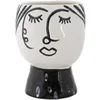 Image de Vase Pot Visage en Porcelaine 14x18,2cm Blanc & Noir