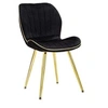 Image de Mauro Ferretti - Chaise en métal doré et tissu Space (Lot de 2) noir et doré