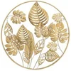 Image de Décoration Murale Ronde Encadrée en Métal "Jungle" Design Feuille 80x80cm Or