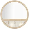 Image de Miroir mural rond avec 3 crochets Fuji en Métal, Verre et MDF 50x50 cm Naturel