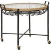 Image de Table basse à roulettes ronde en métal, verre et rotin 57x65x70.5cm Noir et Naturel