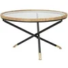 Image de Table basse ronde en verre, rotin et métal 80x80x46.5cm Multicolore