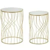 Image de Lot de 2 Tables d'Appoint "Lignes" 55cm Or