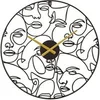 Image de Horloge murale ronde design visages en métal 50 x 3,5 x 50 cm Noir