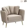 Image de Fauteuil design de salon rembourré avec pieds en métal doré Kiev - Gris