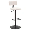 Image de Tabouret de bar en métal avec dossier hauteur réglable noir et blanc