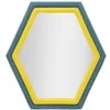 Image de Miroir Mural Tony Hexagonal Velours MDF Bleu Jaune 80 cm