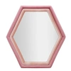 Image de Miroir hexagonal mural moderne avec cadre en velours rose Tony