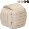 Image de Pouf design tressé rembourré en velours style moderne Softy - Crème
