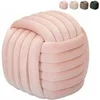 Image de Pouf design tressé rembourré en velours style moderne Softy - Rose