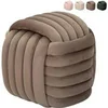 Image de Pouf design tressé rembourré en velours style moderne Softy - Gris