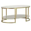 Image de Table Basse en Marbre "Izmir" 90cm Blanc & Or