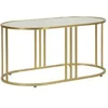 Image de Table basse ovale en verre et métal L. 90 x l. 50 x H. 45 cm Transparent & Or