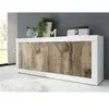 Image de Buffet 4 portes BASICO Blanc laqué Chêne Pero 207 x 86 x 43 cm
