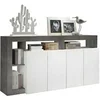 Image de Buffet SEFRO - 4 portes et 4 niches - Blanc laqué et béton