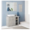 Image de ROME Ensemble Meuble salle de bain L 92 + Vasque + 2 Portes + 3 Niches - Coloris chêne Pin Clair