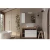 Image de Ensemble Meuble salle de bain HAMBOURG L110 - Vasque + 2 Tiroirs + 3 niches - Coloris chêne clair et laqué blanc