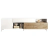 Image de Meuble TV avec 2 portes, 1 tiroir et 2 niches - 241 cm - Blanc laqué et naturel - DONALA