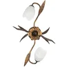 Image de ONLI - Plafonnier 2 lumières en métal marron avec nuances dorées et verres blancs satinés en occasion ou reconditionné