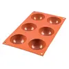 Image de silikomart | SF002 Moule en silicone pour Monoportions SEMISFERA, anti-adhérent, 6 cavités, Lot de 1 Moule à gâteau, ø 70 h 35 mm, Made in Italy, Rouge Brique en occasion ou reconditionné