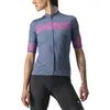 Image de Maillot Castelli Fenice manches courtes bleu acier clair rose fluo femme, Taille L